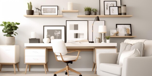 Photo modern stylish home office setup ai generated