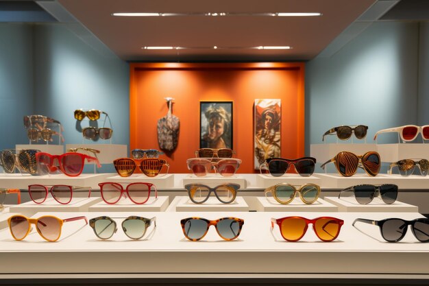 modern sunglasses display in a chic retail store