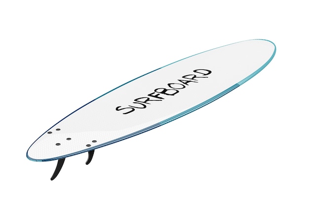 Tavola da surf moderna con pinne su sfondo bianco. rendering 3d