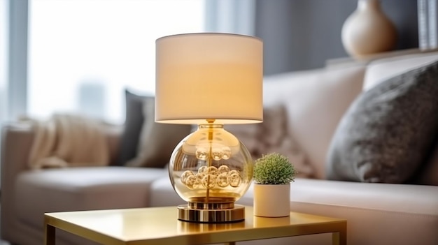 A modern table lamp on the table