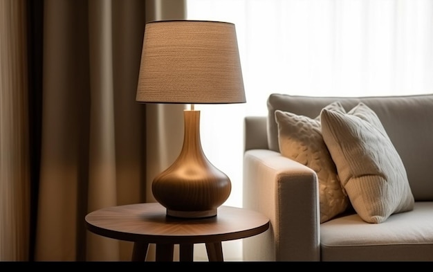 A modern table lamp on the table