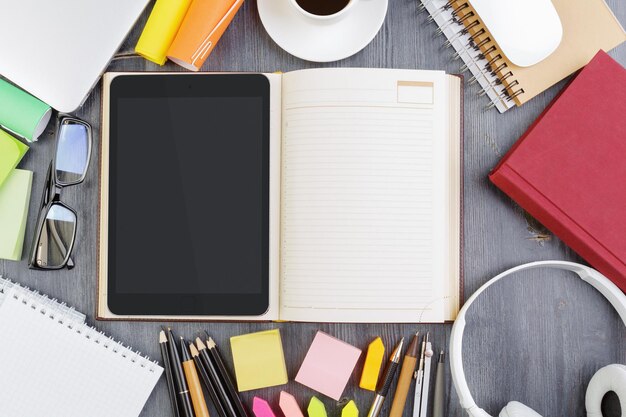 Modern table top with blank pad