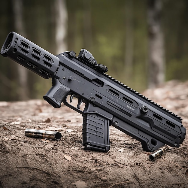 a modern tactical rifle with a modular rail system