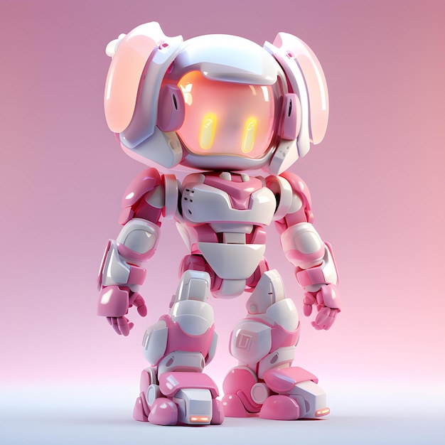 Modern Talking 3D Mascot Pink Cute Robot CG Illustratie HD-beeld