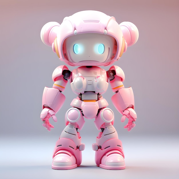 Modern Talking 3D Mascot Pink Cute Robot CG Illustratie HD-beeld