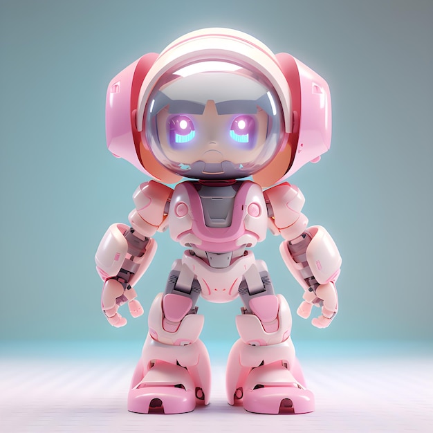 Modern Talking 3D Mascot Pink Cute Robot CG Illustration HD Image