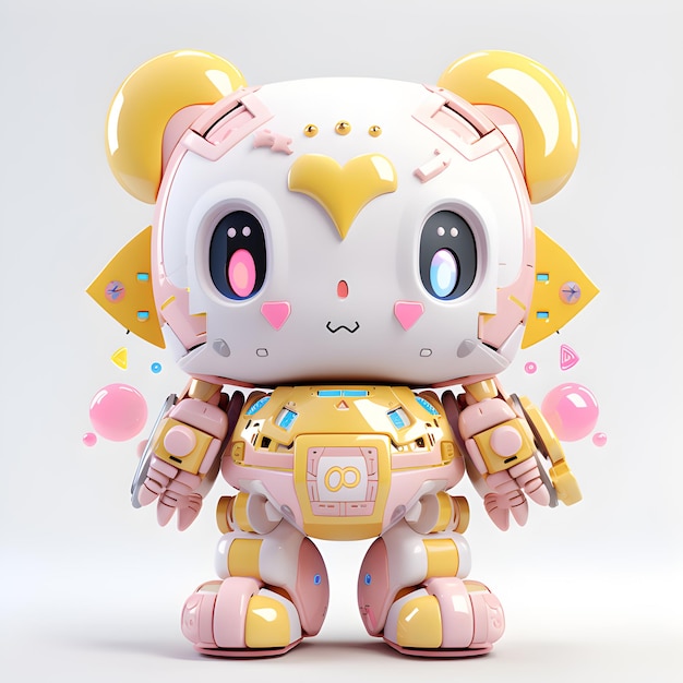 Modern Talking Cute 3D Robot cartoon mascotte meisje CG Illustratie HD Image