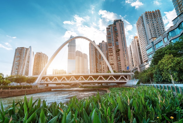 Modern tall buildings and bridge, Guiyang city landscape