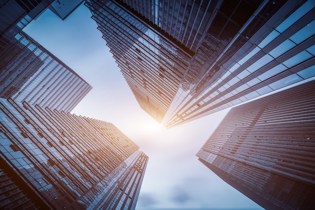 Modern tall buildings seen from below