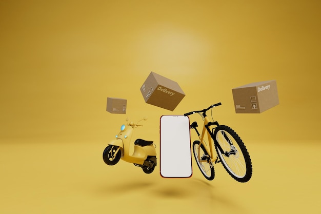 Photo modern technologies. online delivery. parcel delivery order via smartphone.