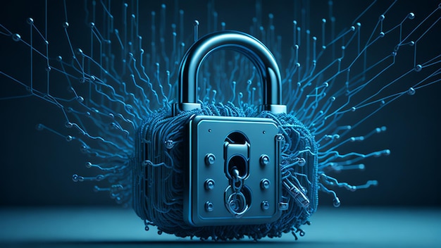 modern technology blue padlock background