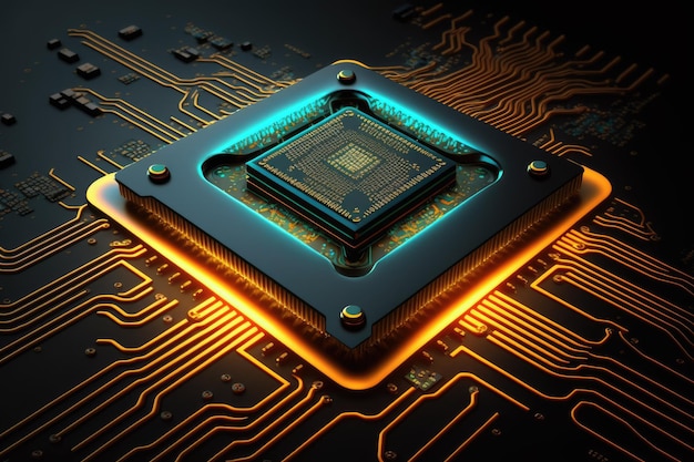 Modern Technology CPU Chip on Circuit Board