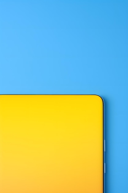 Photo modern technology laptop computer on vibrant yellow and blue background for creative design and busi