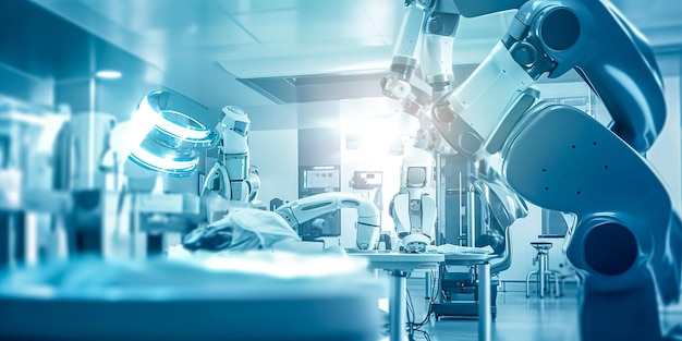modern technology in a surgical operating room in a hospital the concept of advanced medicine banner with copy spacemade with generative ai