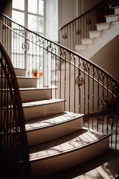 Modern theatrical staircase in the sun