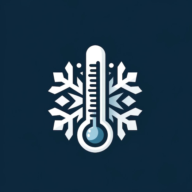 Photo modern thermometer and snowflake logo for cold climate solutions and winter brands