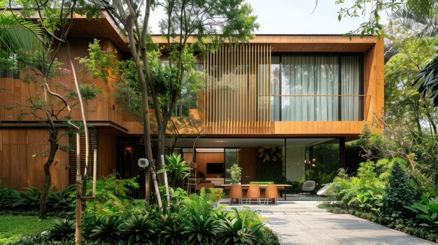 Photo modern timber facade residence
