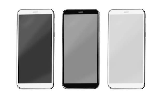 クリッピングパスと白い背景で隔離のモダンなタッチスクリーンスマートフォン