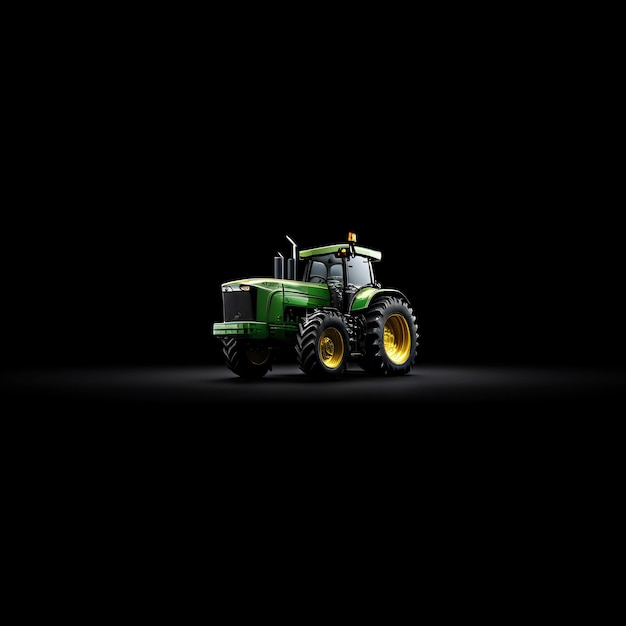 Photo modern tractor on a black background 3d rendering front view