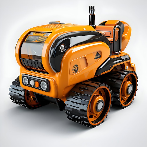 Modern tractor on a gray background with a shadow 3d render on a light