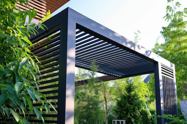 Foto moderno design di pergola arborata fatta di parti in metallo e plastica