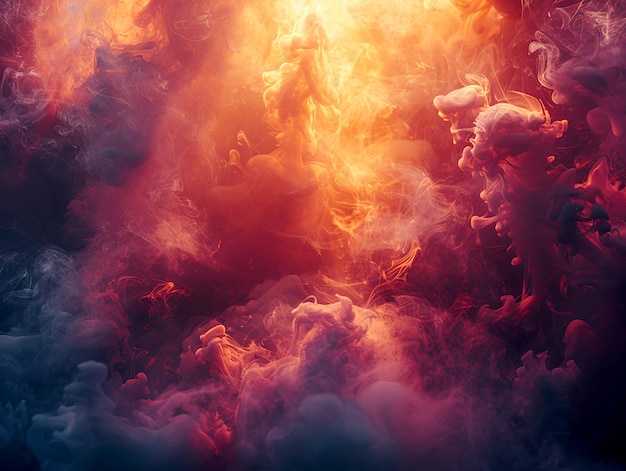 Фото Современный модный градиентный цветный фон лучей света в дымовых пухах