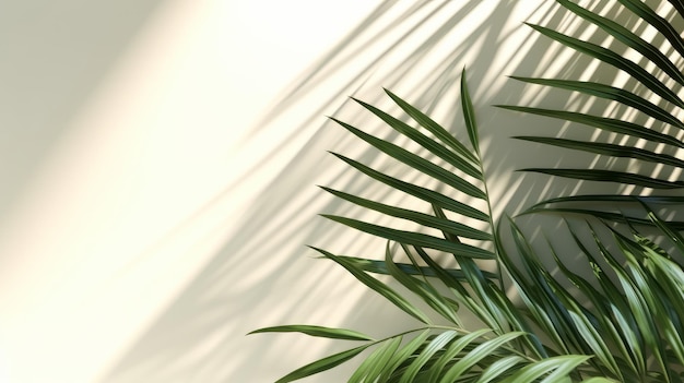 Современные тропические вибрации Тени пальмовых листьев на светлом фоне, созданные AI