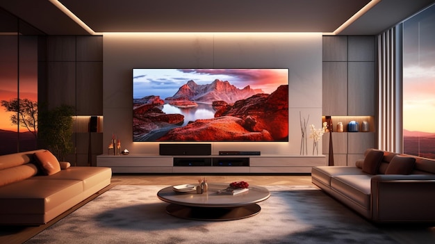 Modern tv-wandontwerp Een ruimte voor entertainment en stijl generatieve ai