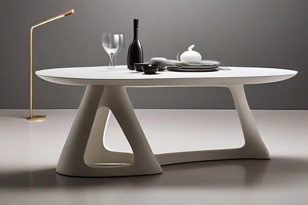 Foto modern unconventional shapes in minimalist style unique dining table