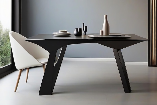 Photo modern unconventional shapes in minimalist style unique dining table