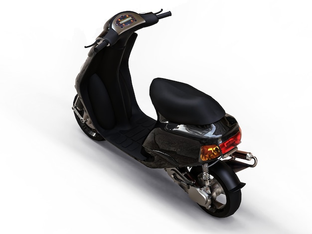 Modern urban black moped on a white background. 3d illustration.