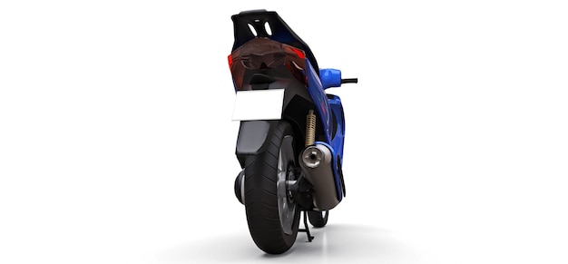 Modern urban blue moped on a white background. 3d illustration.