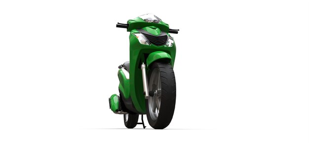 Modern urban green moped on a white background. 3d illustration.