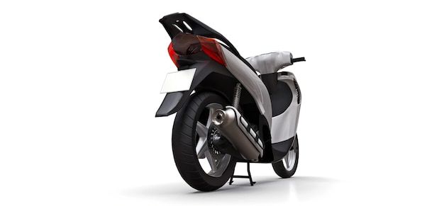 Modern urban white moped on a white surface