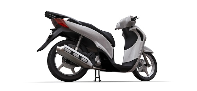 Modern urban white moped on a white surface