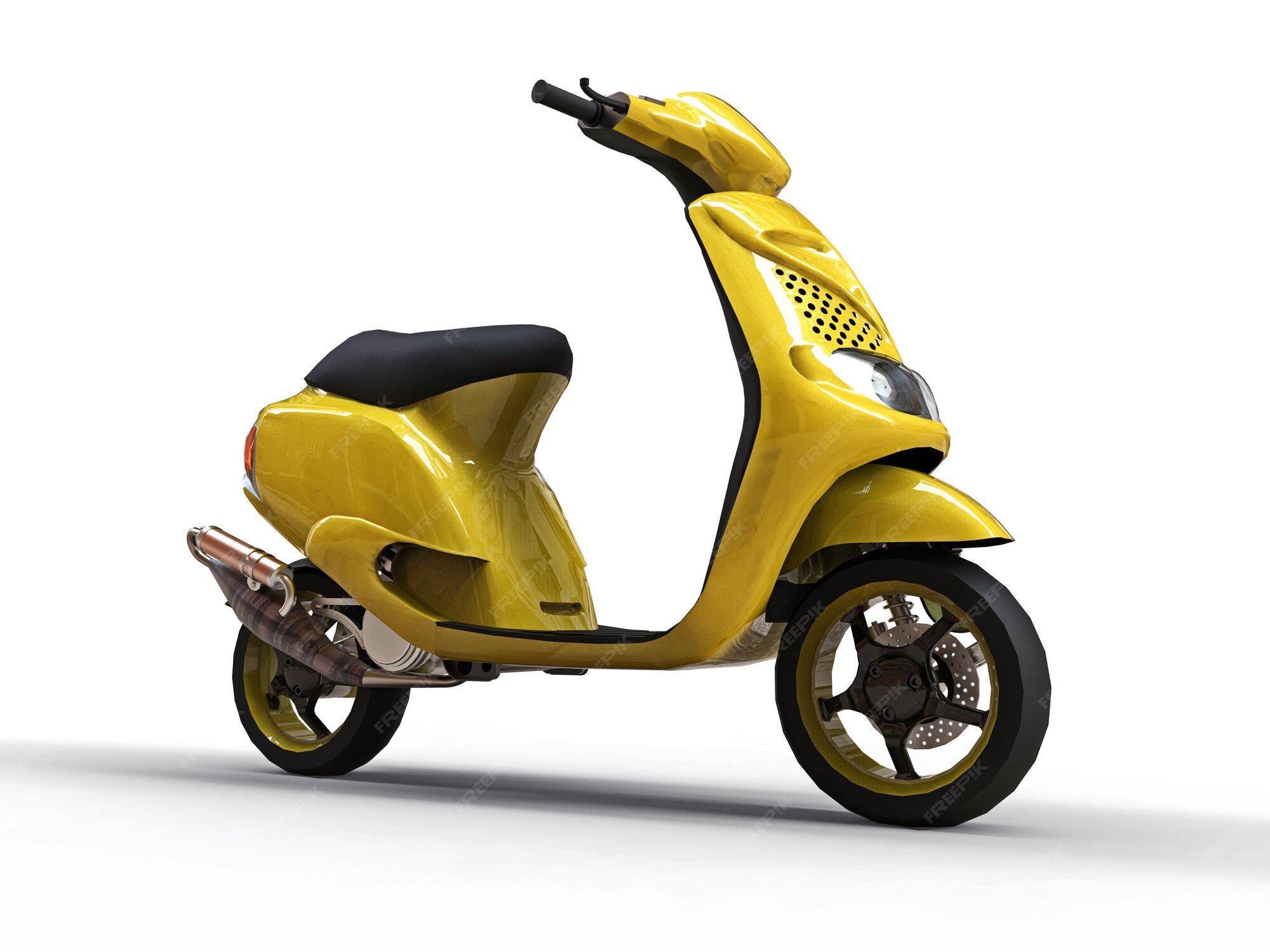 Yellow Moped: Stand Out In Style Premium Photo | Modern urban yellow moped on a white surface