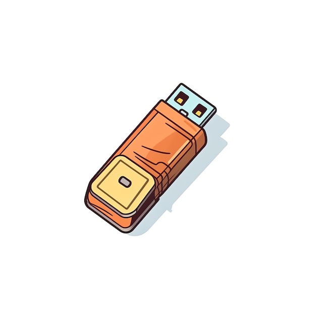 Modern USB flash drive Storage Device Cartoon Square Illustration