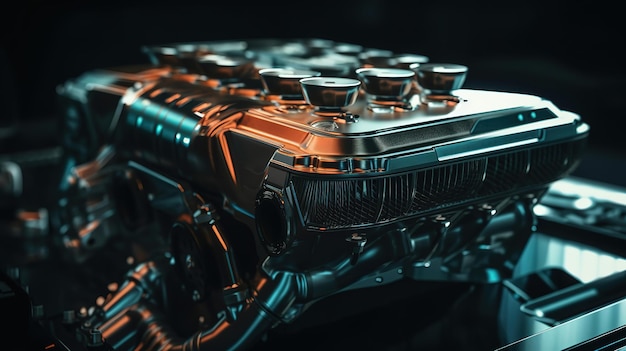 Modern V10 engine in a German premium sports car Generative Ai