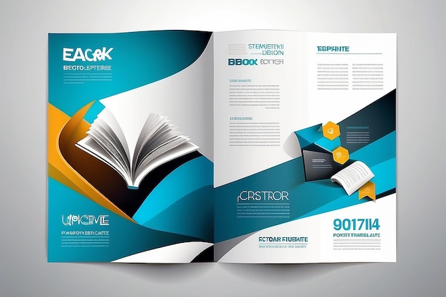 Photo modern vector abstract brochure book flyer design template with paper