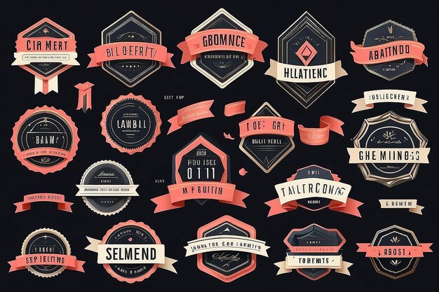 Photo modern vector geometric labels ribbons set versatile design elements