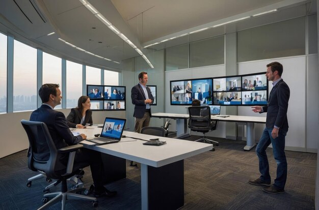 Photo modern video conference room setup