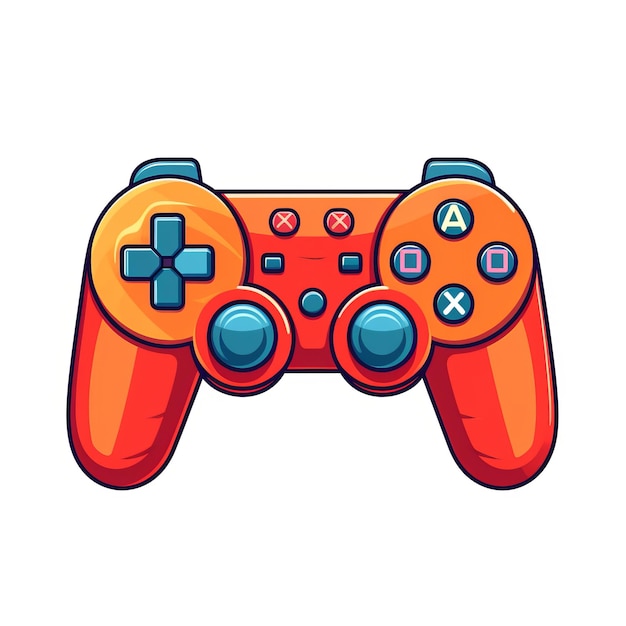 Photo modern video game controller device cartoon square illustration