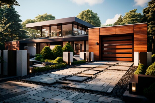 Modern villa exterior design generative ai
