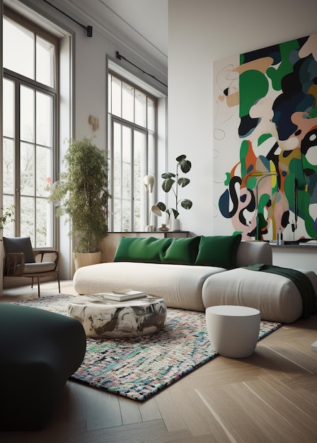 Modern villa living room simple interior scene