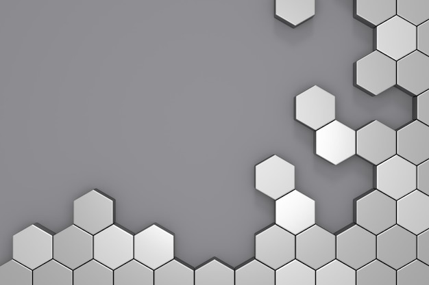 Modern wall design. Abstract background of hexgon. 3D rendering.