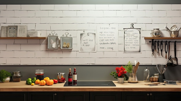 Photo modern wall kitchen background