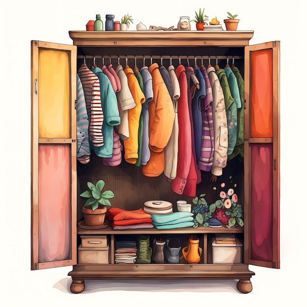 Modern Wardrobe Waterverf en T-Shirt Design Collection 2D Flat Illustraties en Clipart