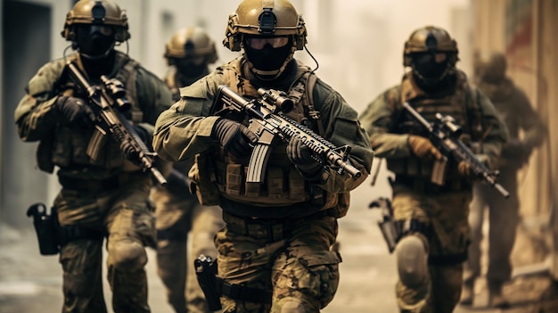 Modern warfare soldiers moving forward Generative AI Technology