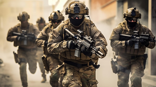 Modern warfare soldiers moving forward Generative AI Technology