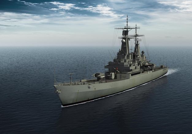 Modern Warship In The High Seas